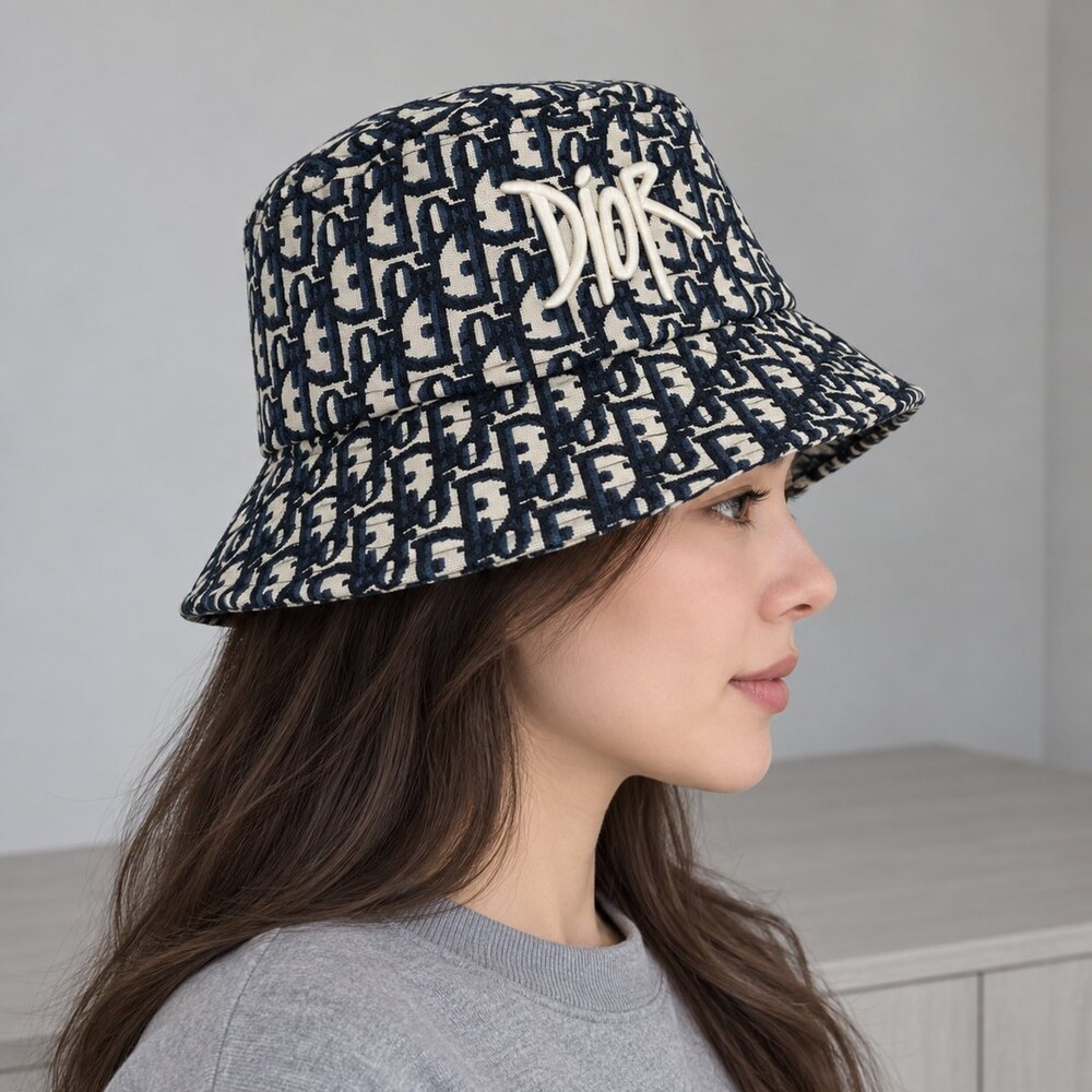 Dior Navy Jacquard Bucket Hat - Picture 3 of 6